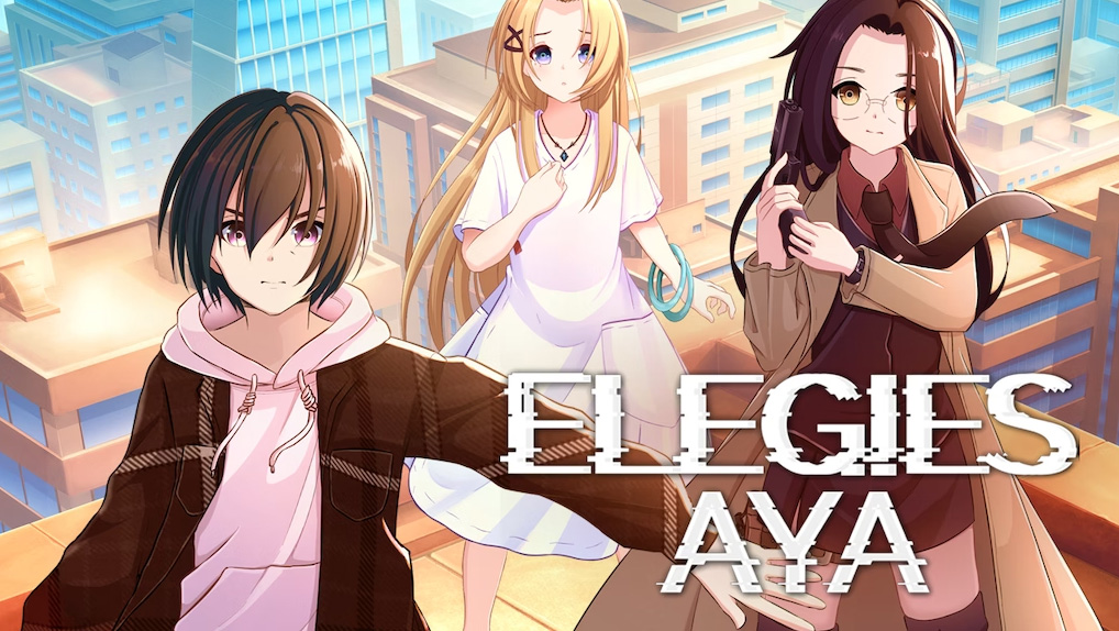 Three anime characters with the title text "ELEGIES: Aya"